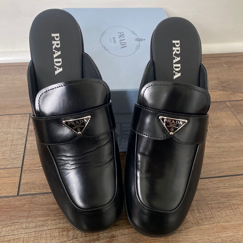 Prada Leather Logo Mule